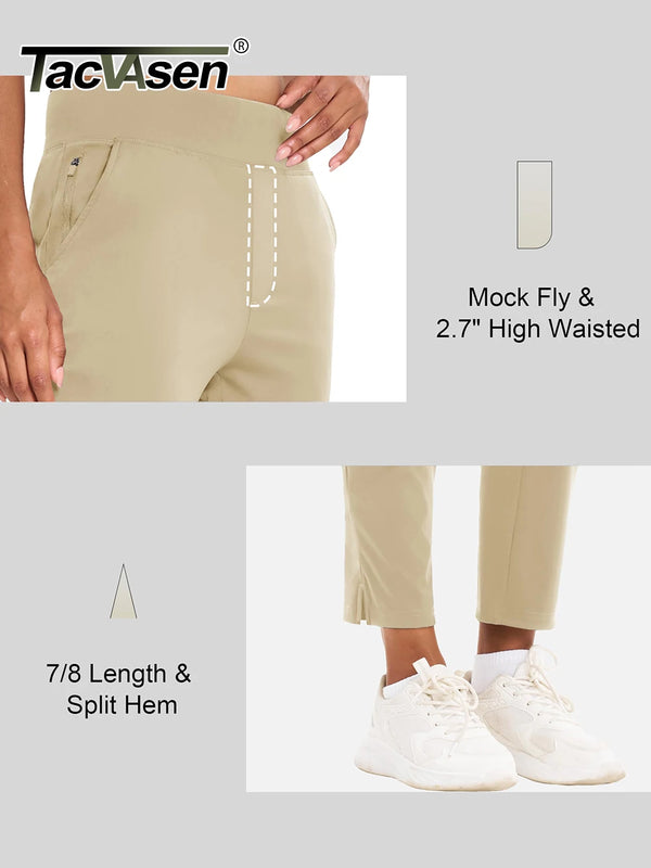 TACVASEN Golf Pants Womens UPF 50+ Lightweight Stretch High Waisted Pants Quick Dry Casual Work Trousers Travel Athletic Pants