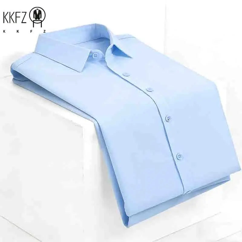 Men's Navy Blue Short Sleeve Dress Shirt Slim Fit Non-iron Formal Business Button Down Shirt for Office