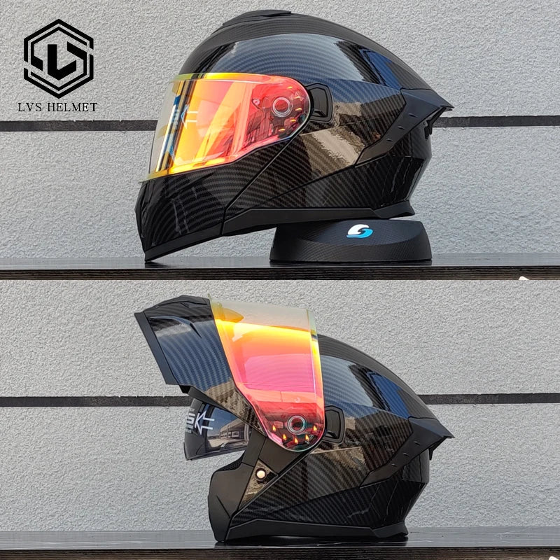 2025 latest motorcycle helmet modular flip helmet casque moto semi full duplex helmet suitable for both men and women LVS-909