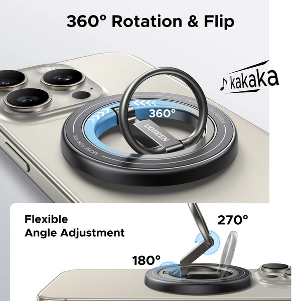 UGREEN Double-Sided Magnetic Phone Ring Holder 360°Rotation Phone Stand For Strong Magsafe iPhone 17 16 15 ProMax Xiaomi Samsung