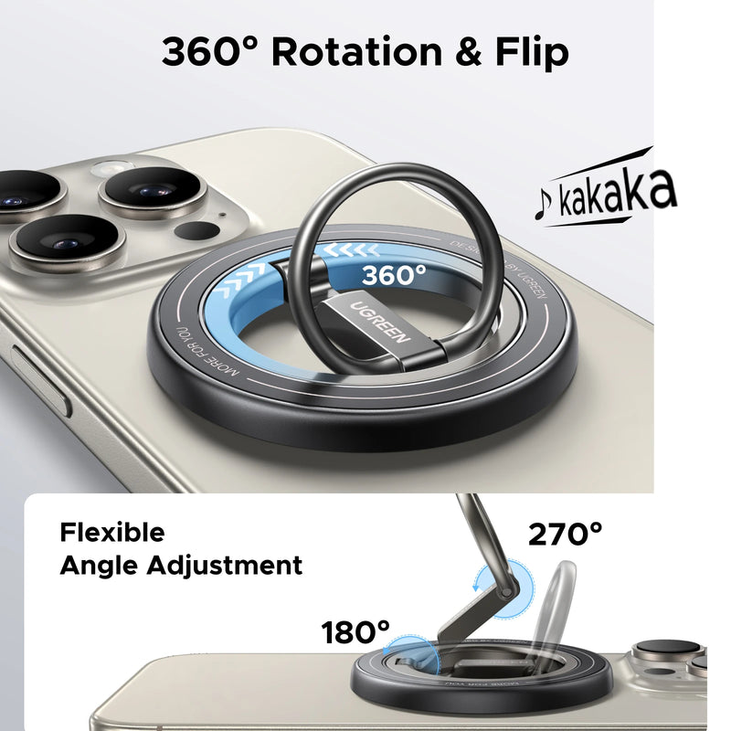 UGREEN Double-Sided Magnetic Phone Ring Holder 360°Rotation Phone Stand For Strong Magsafe iPhone 17 16 15 ProMax Xiaomi Samsung