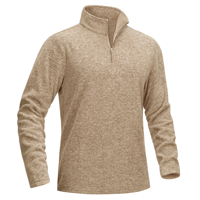 TACVASEN Men's Quarter Zip Up Fleece Pullover Warm Windproof Sweaters High Stand Collar Polyester Sweatshirts Fit Hike And Golf
