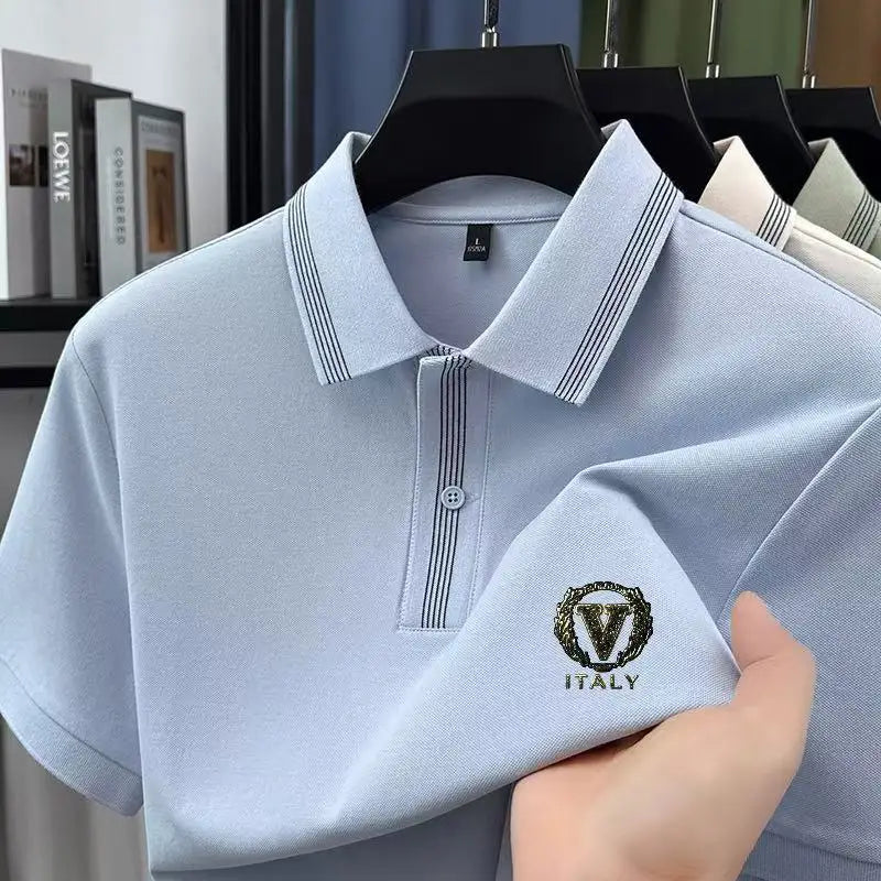 Original Design Hot Man Short-Sleeved Polo Shirt Lapel Button Letter Print Golf T-Shirt Summer New Business Fashion MensClothing