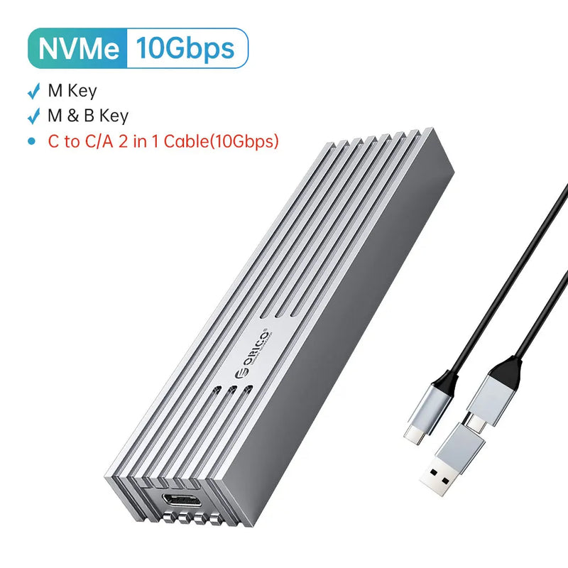 ORICO M2 NVMe Case 10Gbps M.2 to USB Type C 3.1 SSD Adapter for NVME PCIE M-key SSD Disk Box Aluminum Alloy M.2 SSD Case