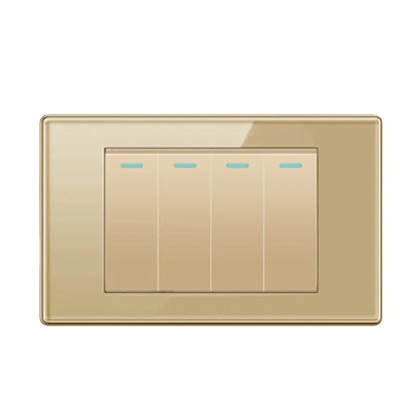 Depoguye US Mexico Wall Light Switch Socket 5V 2.1A USB Type-c Charger Plug,Golden Glass Panel American Standard Power Outlet
