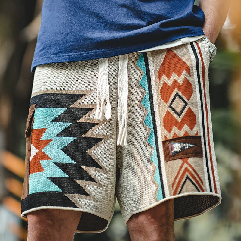 ខោខ្លី Maden Navajo Totem ប៉ាក់សម្រាប់បុរស ចង្កេះយឺត ខោខ្លីធម្មតា មានហោប៉ៅ Corduroy ខោខ្លីសម្រាប់រដូវក្តៅ ស្លៀកទៅឆ្នេរ មានខ្យល់ចេញចូលបានល្អ
