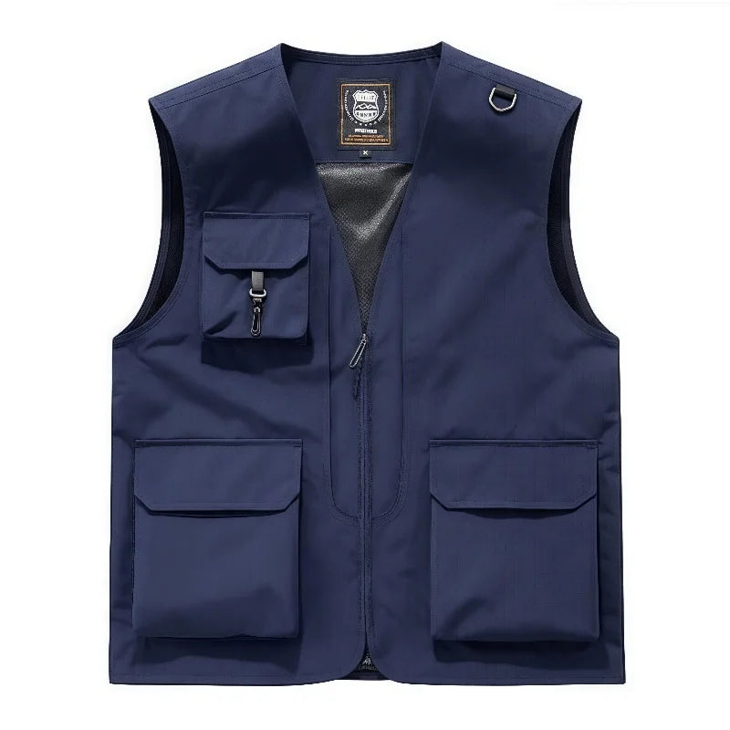 Spring Autumn Lightweight Jacket V-Neck Workwear Vest Men's Outdoor Casual Fishing  Photography with Thin Shoulder Pad