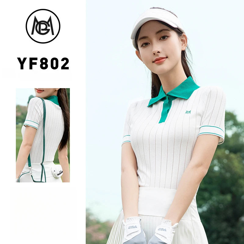 PGM Women Golf Spring Summer T-shirt Tennis Polo Sports Top Clothes YF802