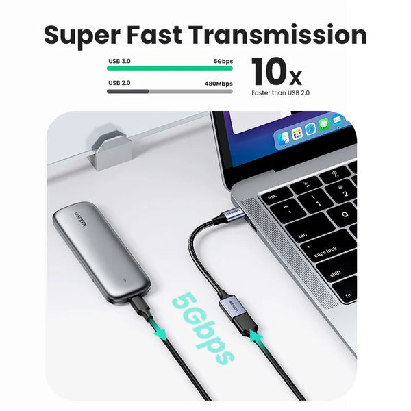 អាដាប់ទ័រ UGREEN USB C ទៅ USB 3.0 OTG ឧបករណ៍ភ្ជាប់ខ្សែទិន្នន័យ USB Type-C OTG សម្រាប់ Samsung GalaxyS 10 MacBook Pro 2019 អាដាប់ទ័រ USB C