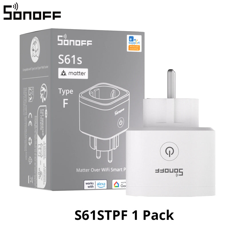 SONOFF S61sTPF Smart WiFi Plug 16A 3840W Matter Compatible Energy Consumption Overload Protection Voice with Alexa Google Home