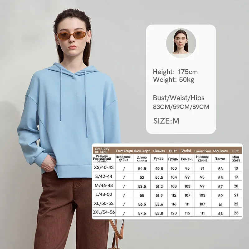 AMII Minimalist Women Hoodie Cotton 2026 Autumn Streetwear Sweatshirts Letter Embroidery Loose Hoodies Casual Pullover 12543134