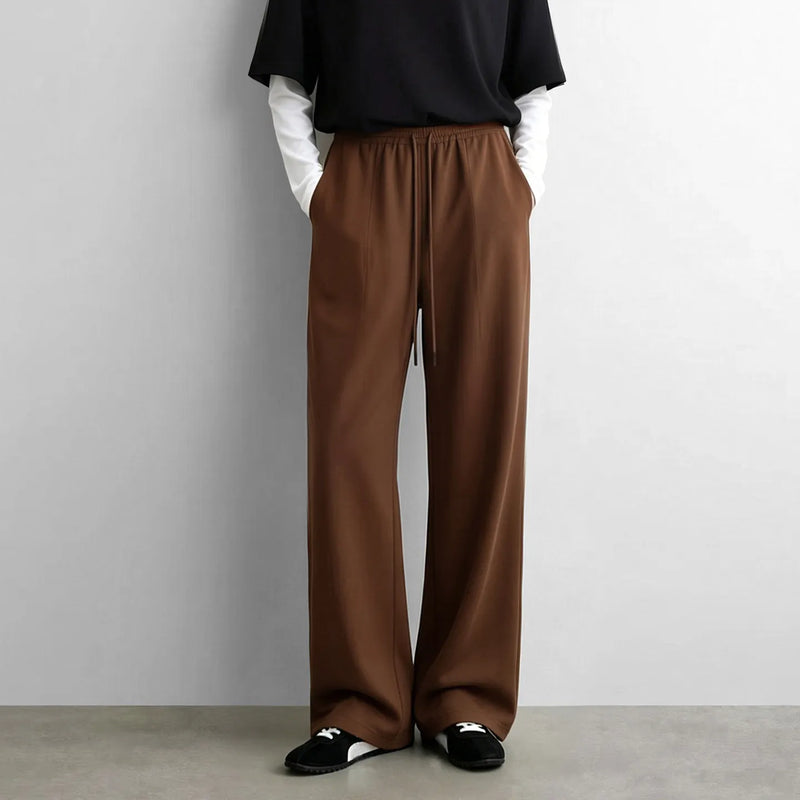 Amii Wide Leg Pants Drawstring Elastic Waist Loose Fit Autumn 2026 New Casual Comfortable Soft Versatile Women's Pants 12623035