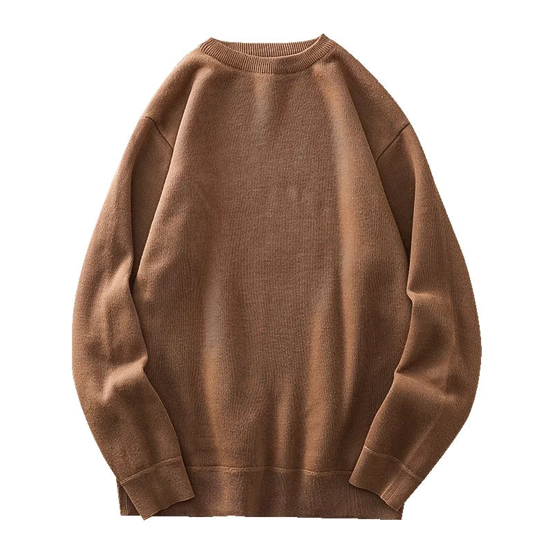 DUKEEN Men's Mock Neck Sweaters Winter Fleece-Lined Thick Warm Pullovers Solid Color Crew Neck Sweater Knitwear