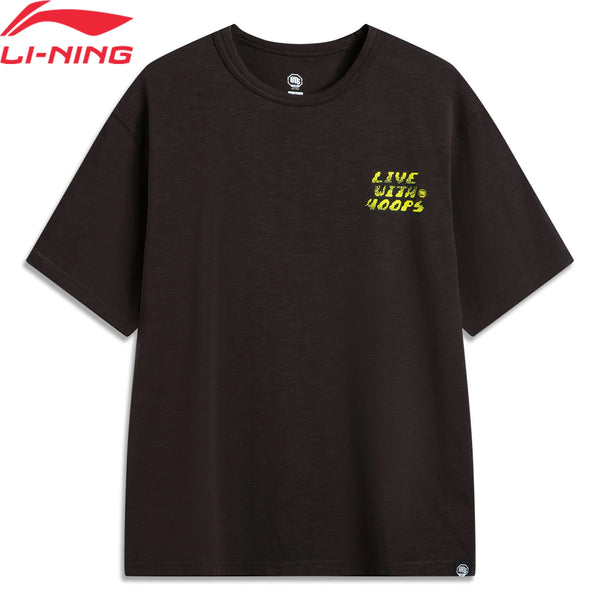 អាវយឺតបាល់បោះបុរស Li-Ning BADFIVE កប្បាស 100% រលុង រចនាបថតាមដងផ្លូវ អាវយឺតដៃខ្លីទាន់សម័យ AHSV023