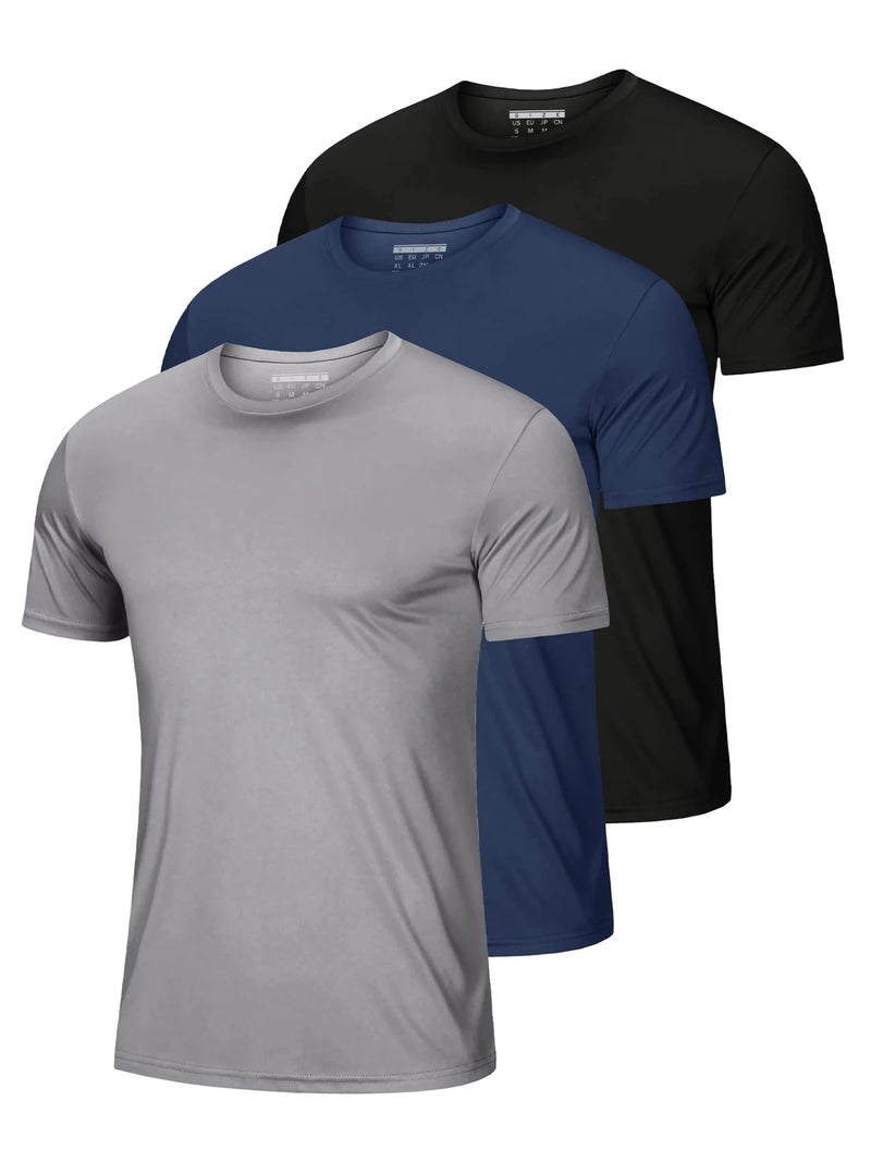 TACVASEN Men's 3 Pack UPF 50+ Sun Protection T-Shirts, Breathable Quick Dry Short Sleeve Tees for Running Hiking