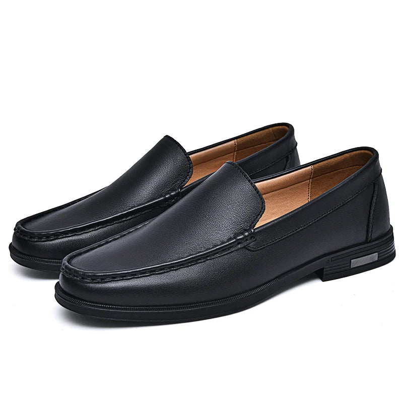 Summer Mens Slip On Leather Shoes Men Loafers Black Brown Breathable Casual Shoes Size 37-46 Dropshipping