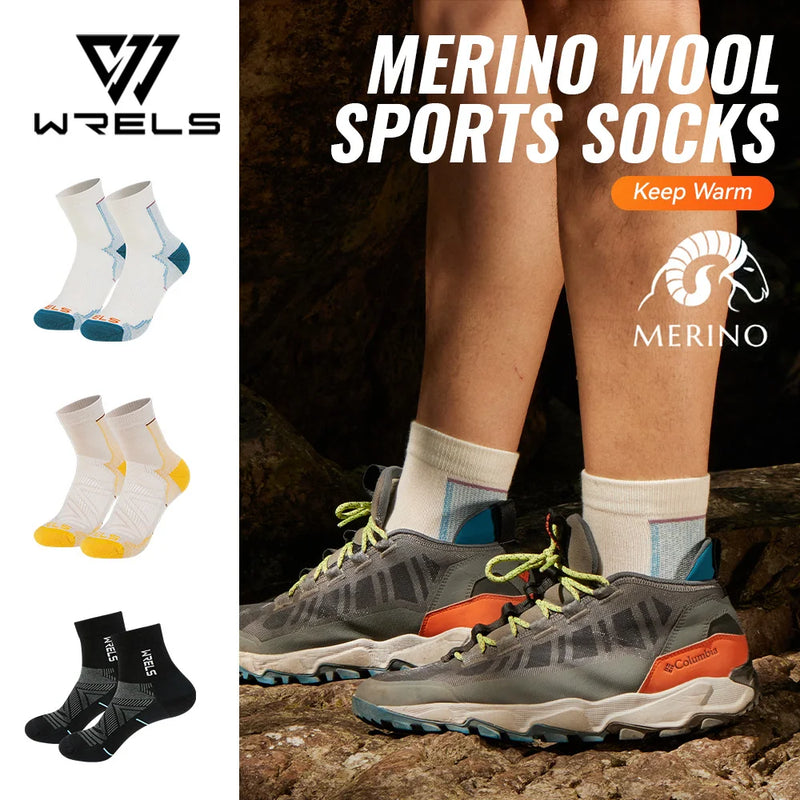 WRELS 1/2/3pairs Merino Wool Socks Warm Thermal Hiking Socks Breathable Cushion Hiking Running  Warm thermal Compression Socks