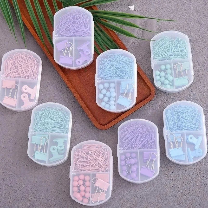 1set 3-in-1 Stationery Set - Cute Paper Clips, Binder Clips & Thumb Tacks Combo for School  Office Accessories, stationery