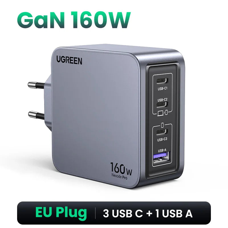 UGREEN 160W GaN Charger PD3.1 Type C QC4.0 3.0 Quick Charge For Macbook Pro Laptop USB Fast Charger For iPhone 18 Xiaomi Tablet