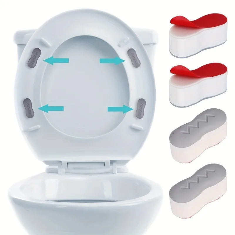 4pcs/set Toilet Seat Cushion Pads,White Push-In Toilet Seat Buffers,Self-Adhesive Replacement Bumpers Suitable for Home, Hotel.