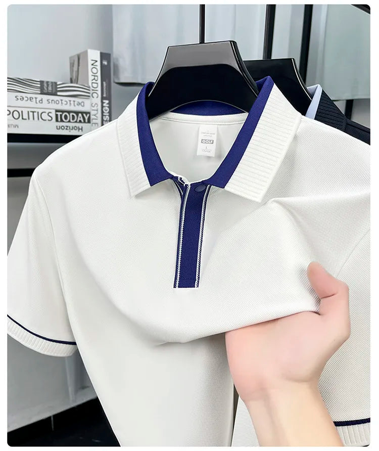 Men's Classic Polo Shirt, 2026 New Summer Collection, Soft Cotton Blend Fabric, Lightweight Comfortable Business Casual Wear