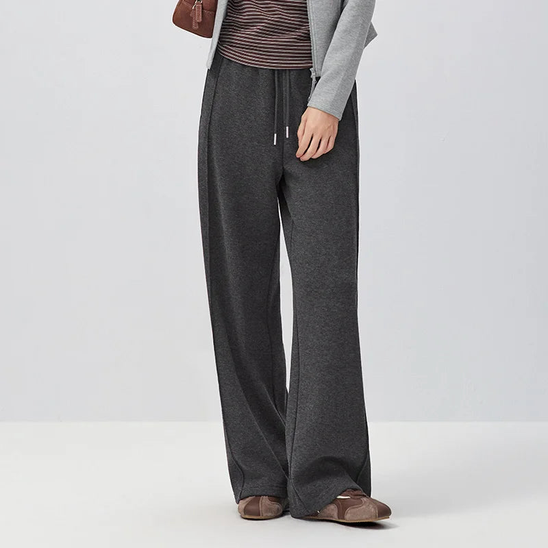 Semir Women Casual Pants High Waist Fleece Lined Commuter Style Wide Leg 2026 New Winter Daily Wear Urban Casual Style