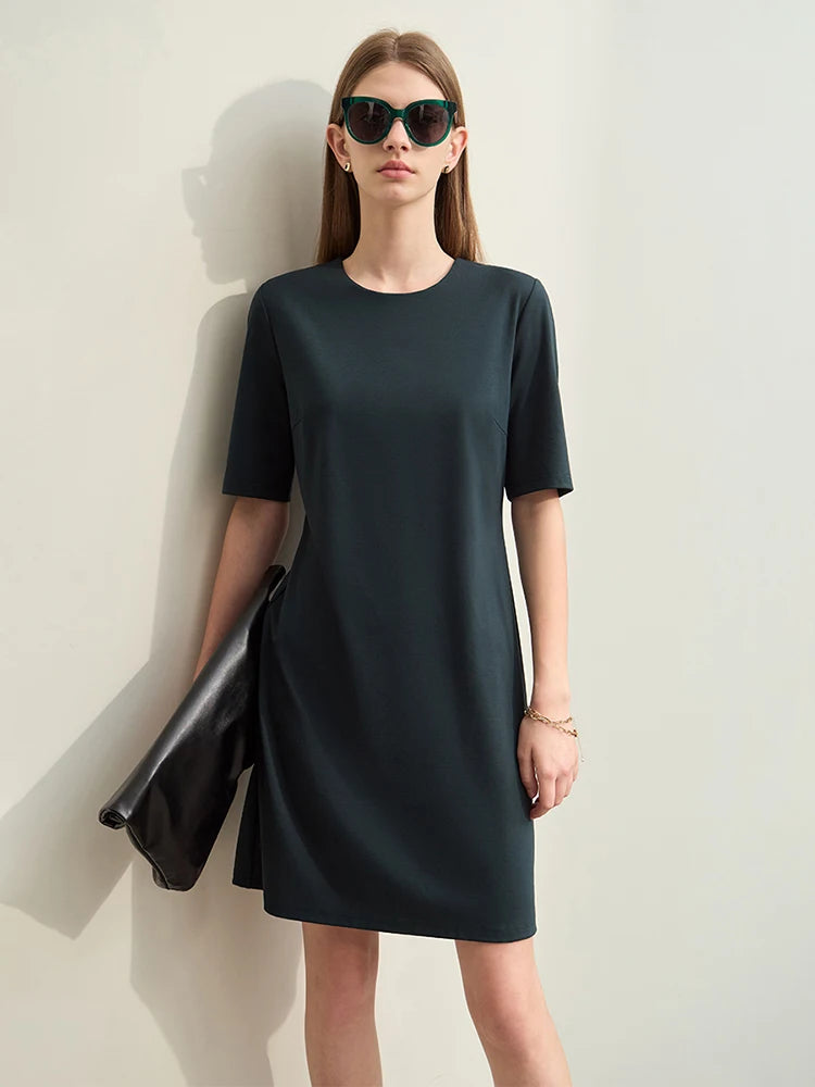 រ៉ូប Amii Minimalism រដូវក្តៅឆ្នាំ ២០២៦ សម្រាប់ស្ត្រី រ៉ូបខ្លី ដៃខ្លី ធ្វើពីក្រណាត់រ៉ូម៉ាំងស្តើង សម្រាប់ធ្វើដំណើរ 12412015