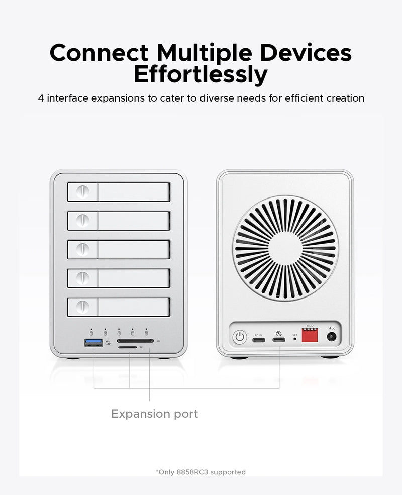 ORICO 2.5" M.2 NGFF SSD 10Gbps All-flash Disk Enclosure With Cooling Fan Multi-raid DAS Solution for Photographer Video Editor