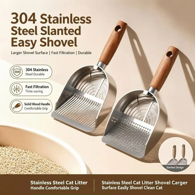 Stainless Steel Cat Litter Shovel, Fine Hole Thickened Long Handle Shovel, Cat Litter Hollowed Out Shovel, Pet Poop Scoop, Artif