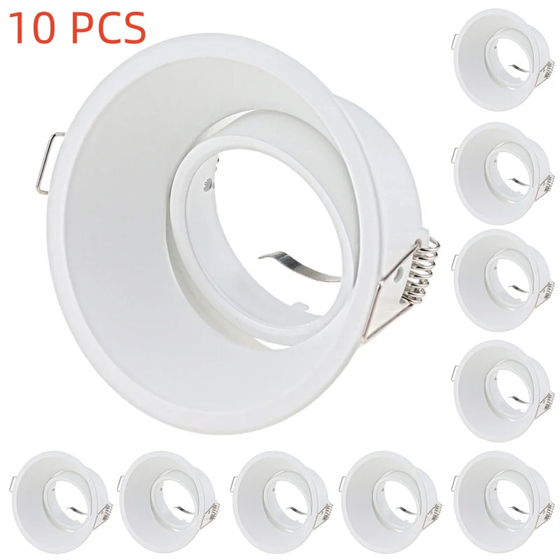 ឈុតជំនួសអំពូលភ្លើង Downlight រាងមូល GU10 ចំនួន 1/10 ដុំ សម្រាប់តោងពិដាន ពណ៌ខ្មៅ MR16