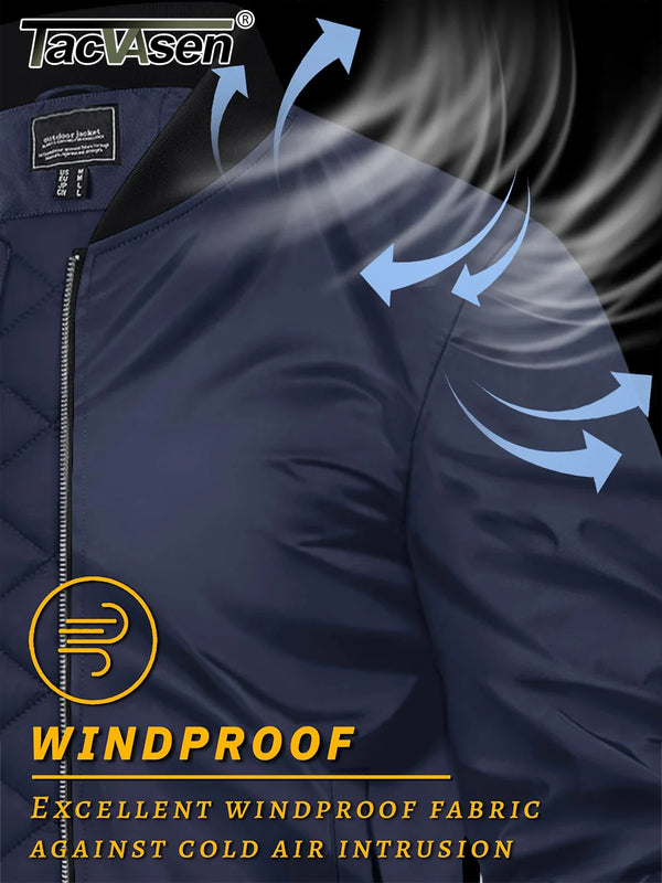 TACVASEN Winter Bike Jackets Mens Padding Thick Warm Pilot Jacket Outdoor Windproof Waterproof Hiking Jacket Windbreaker