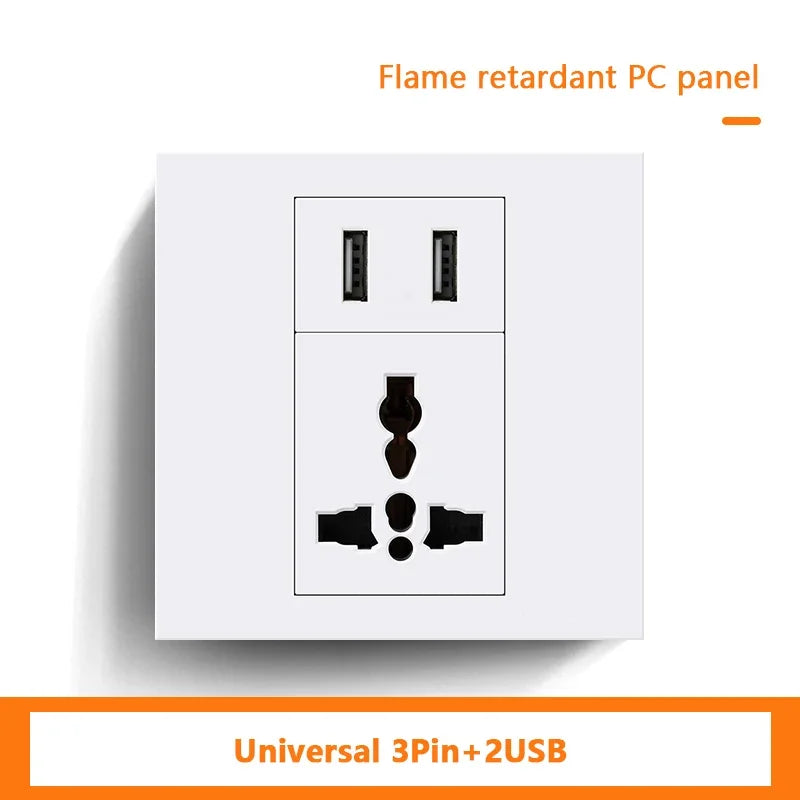Universal 3-pin Wall Power Socket with Cat6 Network /HDML /USB Type-c/Fiber UK Wall PC Socket Intelligent Electrical Outlet plug