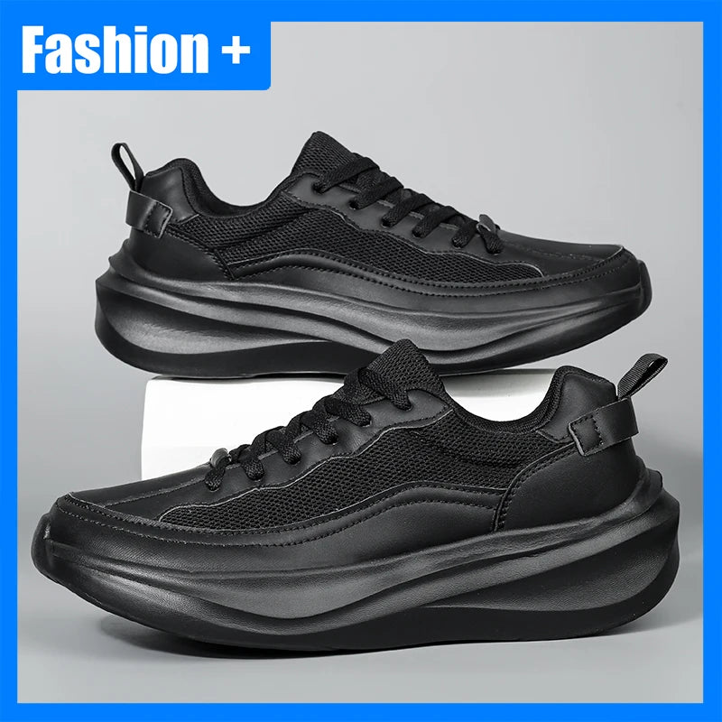 Unisex Sports Shoes Trendy Mesh Breathe Lightweight Versatile Outdoor Running Shoes Thick Sole Anti Slip Wide Last Fitness Shoes