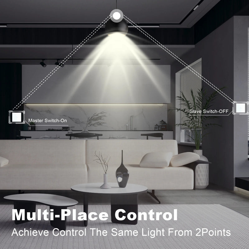 BSEED 2Packs Touch Dimmer Switch 1Gang 2Way LED Dimmable Wall Light Switches Glass Panel Blue Backlight Switch for Stairs