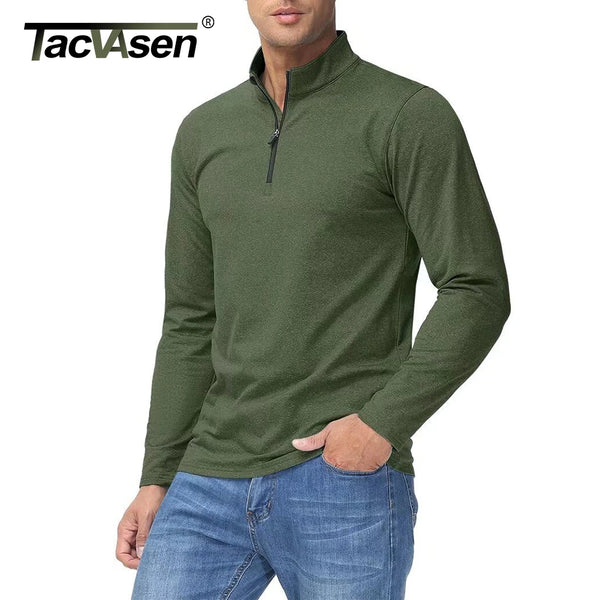 TACVASEN Spring/Fall Thermal Sports Sweater Men's 1/4 Zipper Tops Breathable Gym Running T Shirt Pullover Male Activewear