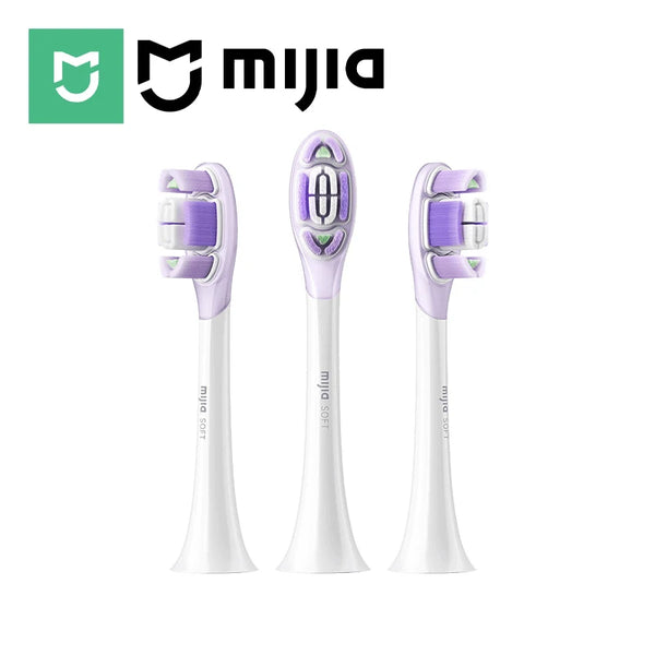 MIJIA Sonic-Sweep Toothbrush Pro Replacement Heads (3 Pack) - Shock-Absorbing,Food-Grade Fade Reminder,Copper-Free Design