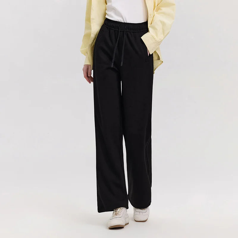Semir Versatile Pants Women Spring Elastic Waist Drawstring Wide Leg Slim Fit Ins Trendy Slouchy Casual Sweatpants