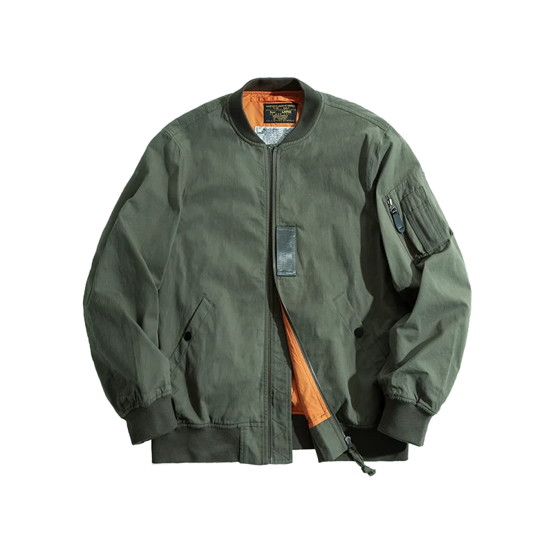 អាវធំ និងអាវយឺត Maden MA-1 Flight Bomber សម្រាប់បុរស អាវធំបែប Vintage Air Pilot អាវធំពណ៌បៃតង សម្រាប់លេងបេសបល 2 ជាន់