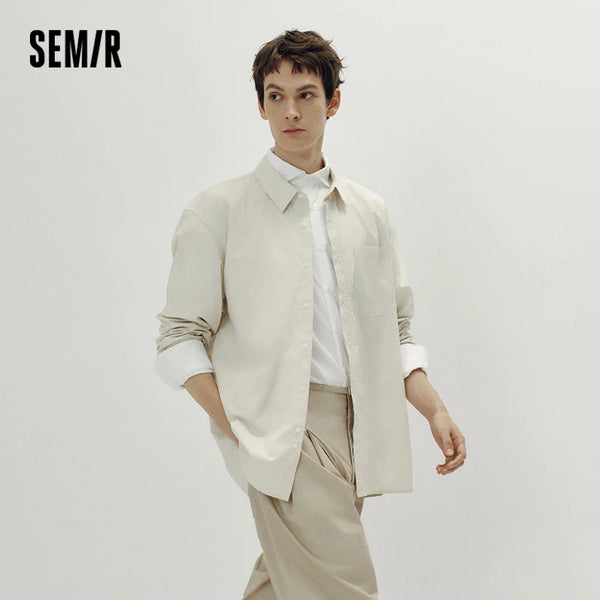 អាវបុរស Semir កប្បាសរលុងមានហោប៉ៅ ស្ទីលស្អាត ងាយស្រួលប្រើ អាវធម្មតា រដូវស្លឹកឈើជ្រុះ អាវស្រទាប់ ពាក់ប្រចាំថ្ងៃ 2026