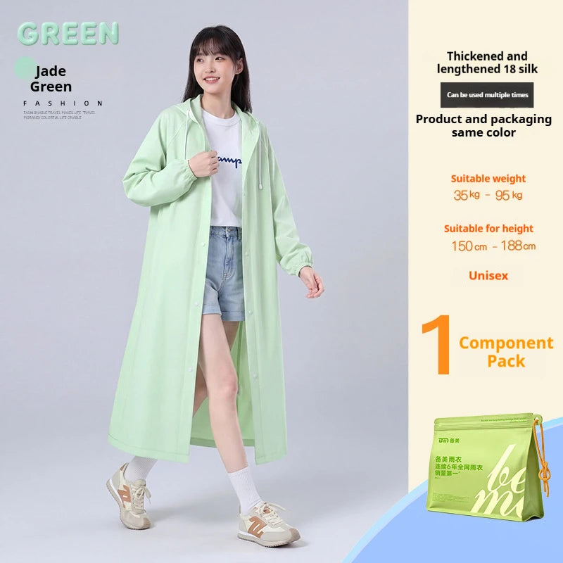 អាវភ្លៀង EVA ថ្លាទាន់សម័យសម្រាប់ការឡើងភ្នំ អាវភ្លៀងចល័តដែលមិនអាចបោះចោលបាន ពង្រីក និងក្រាស់