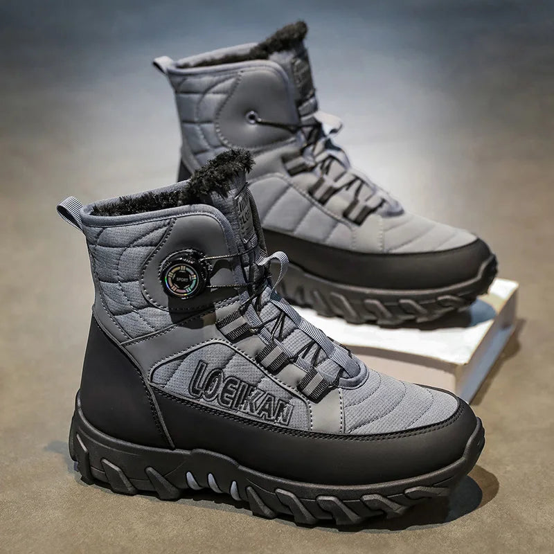 Men's Plus Size Casual Cotton Boots Winter New Warm Plush Soft Sole Anti-Slip Light Outdoor Comfort High-Top Snow Walking Boots