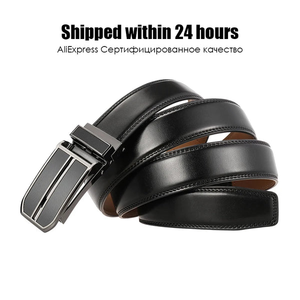 VATLTY Official Genuine Men's Leather Belt Natural Cowhide 3cm Thin Belt Alloy Automatic Buckle Trouser Belt 130cm Brown Girdles