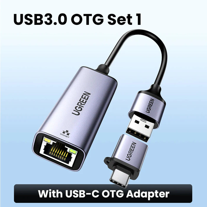 UGREEN USB C Ethernet Adapter 1000/100Mbps USB Lan RJ45 Thunderbolt 3 for Laptop Macbook Samsung iPad USB Ethernet Network Card USB-A OTG Set CHINA