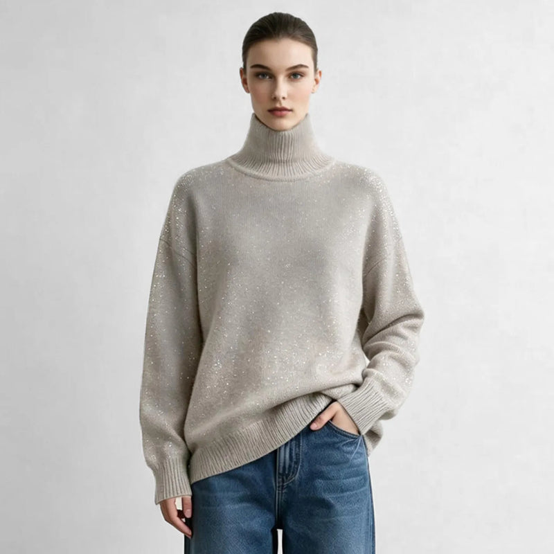 អាវយឺតប៉ាក់ Amii Turtleneck ស្មាទម្លាក់ អាវយឺតរលុងសម្រាប់នារី សាមញ្ញ ងាយស្រួលប្រើ ងាយស្រួលធ្វើដំណើរ អាវយឺតរដូវរងាសម្រាប់នារី 12624116