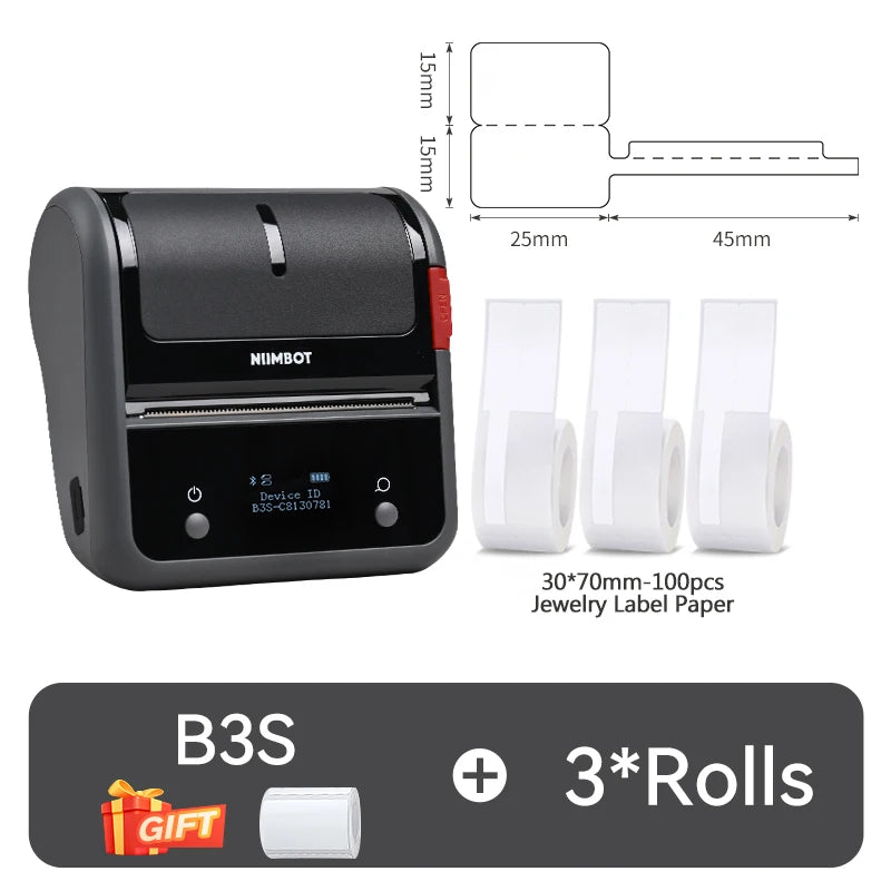 NIIMBOT B3S Portable Thermal Printer Barcode Self-adhesive Pocket Label Printer Mini Sticker Maker For Jewelry ClothingCommercia