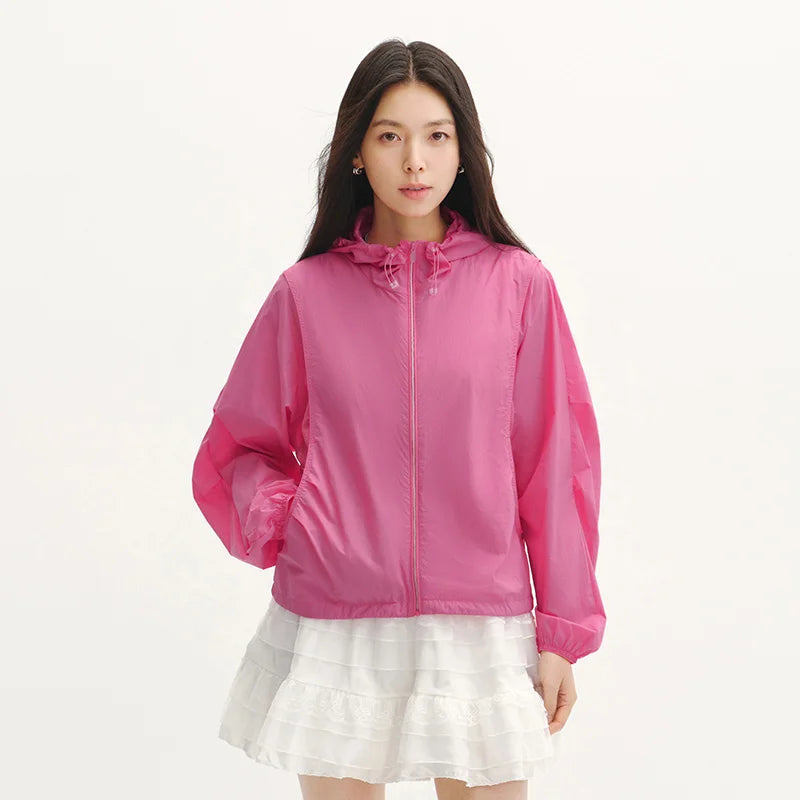 Semir Womens UV Jacket 2026 Cool Feeling Mesh Spliced Loose Hooded Drawstring Casual Outdoor Soft Comfortable