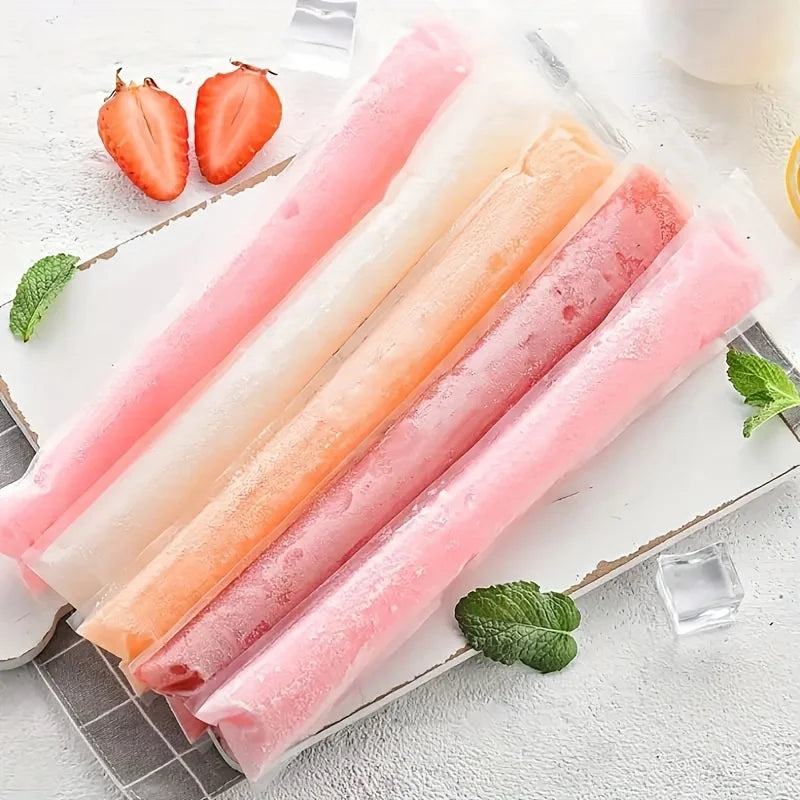 50pcs/pack Food Grade Disposable Self-Sealing Popsicle Bags Transparent DIY Ice Pop Molds Kitchen Summer Homemade Ice Cream
