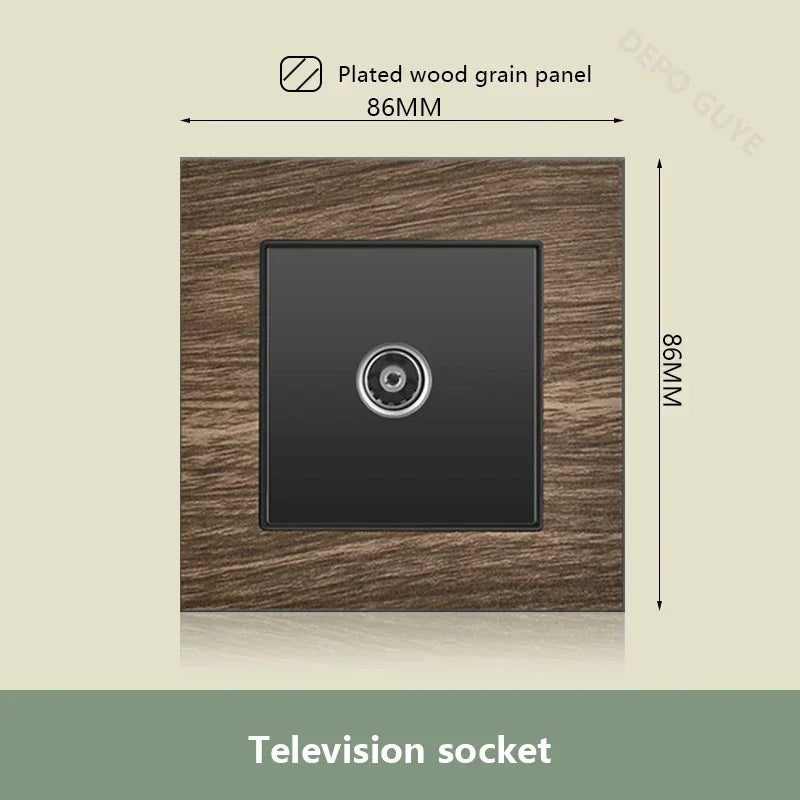 UK 18W Type-C Quick charge Dual Power Outlet,Universal Retro Wood Grain Electrical USB Socket,220V Electrical  Wall Light Switch