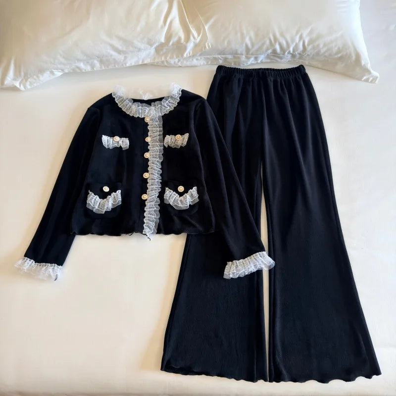 autumn and winter pajamas women's velvet autumn warm homewear
