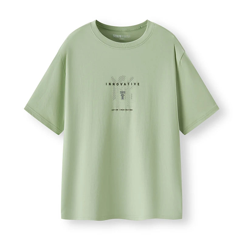 Semir Mens Tshirt 2026 Gradient Letter Printed Premium Texture Casual Versatile Soft Comfortable Daily Wear